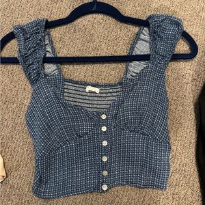 Blue Button-Up Women's Top